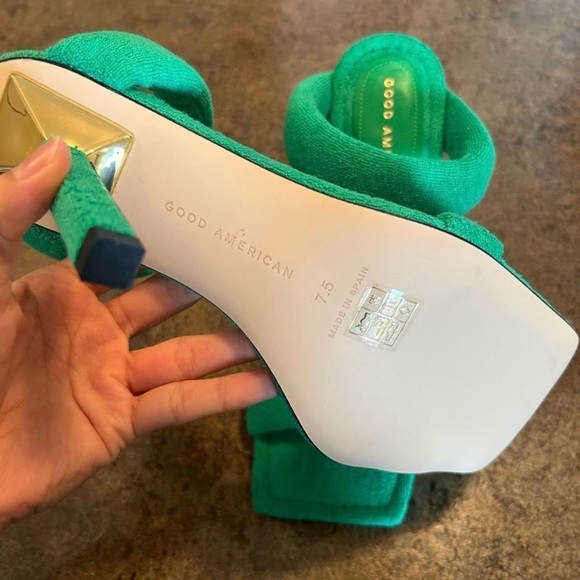 Good American Green Terry Cloth Heels Shoes Size: 7.5 NWT - Picture 5 of 13